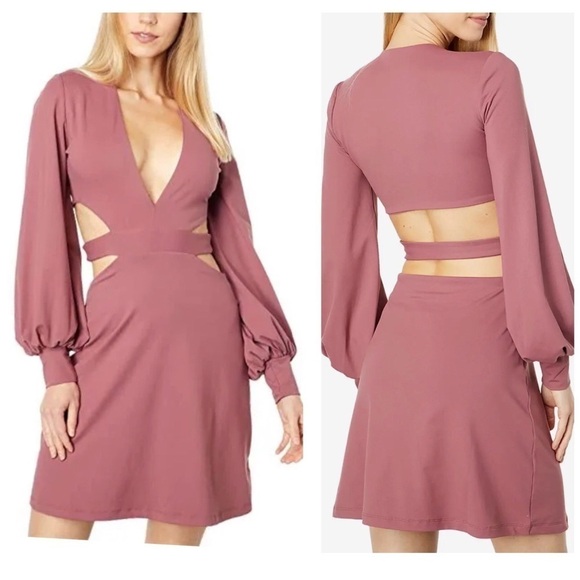 Susana Monaco Deep V Neck Cut Out Back Dress Mauve Size Small - Picture 1 of 9